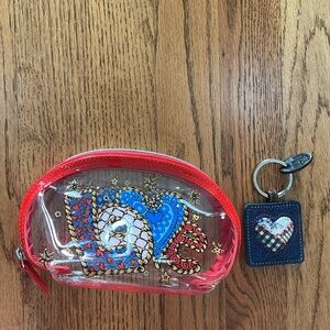Brighton clear zipper bag and keychain EUC